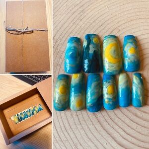 Starry Night Hand Painted Nails ✨